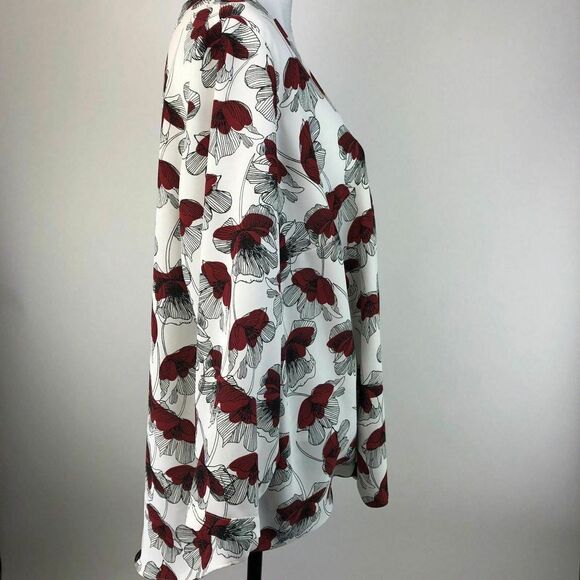 Alfani Blouse Top Red Floral Surplice Wrap N55 🔥 - Picture 7 of 10